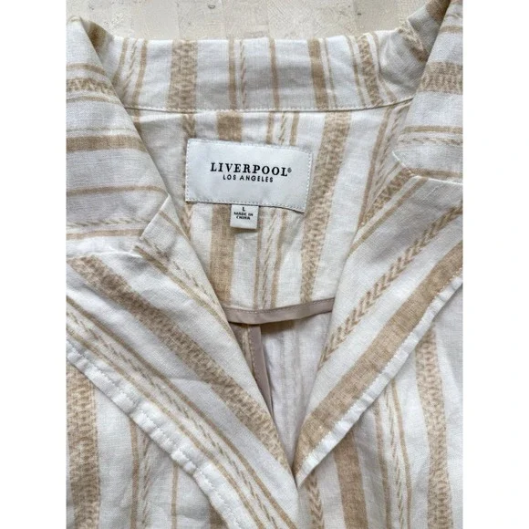 Liverpool Los Angeles Womens Open Front Blazer Jacket Cream Linen Sz L NWT - Picture 5 of 11